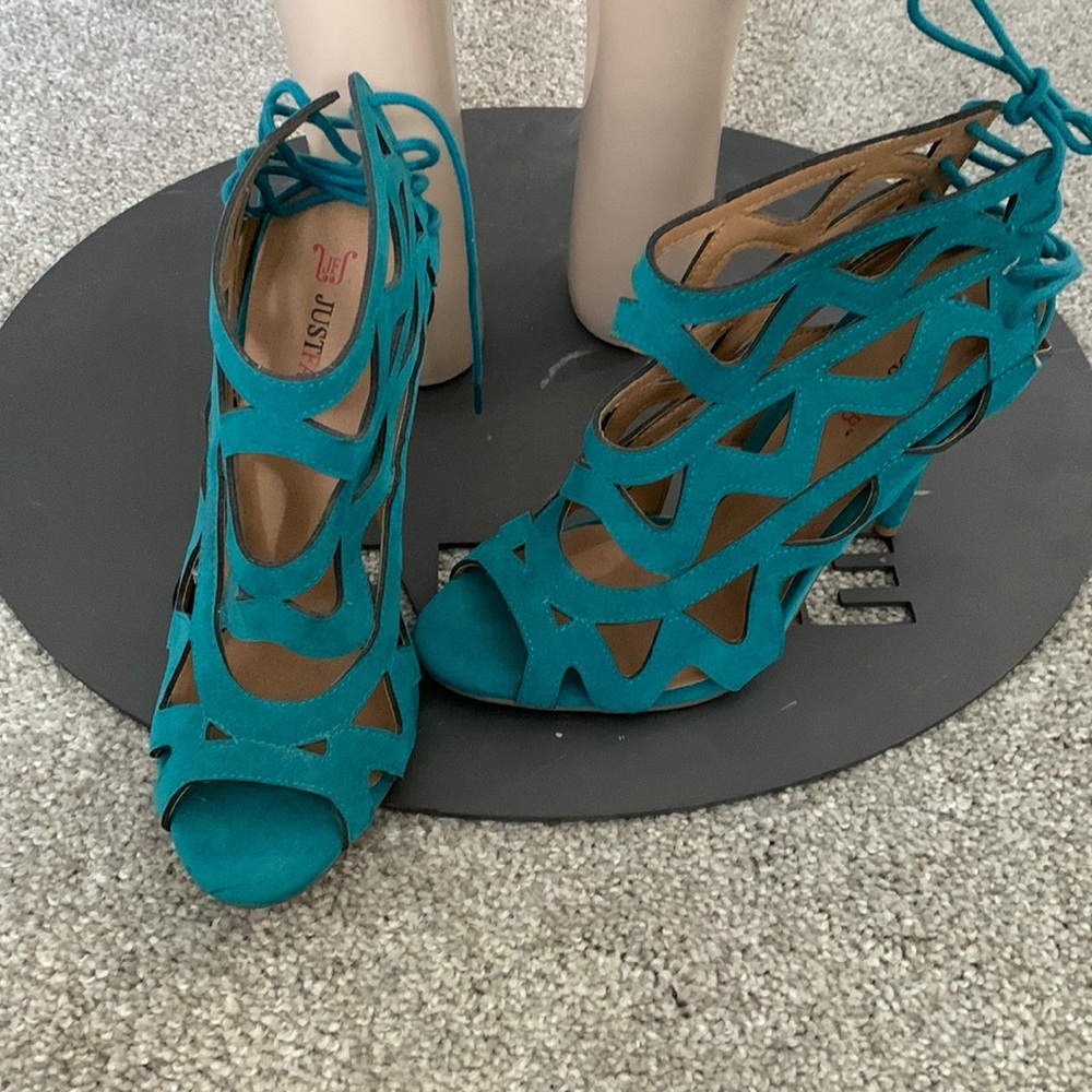 Just Fab Teal Cage Heel